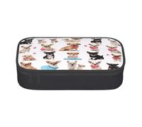 ZHONGSK Astuccio grande capiente, astuccio grande - grazioso motivo carlino chihuahua, organizer per cancelleria scolastica con scomparti con cerniera, per ragazze, ragazzi, bambini, adulti, donne e