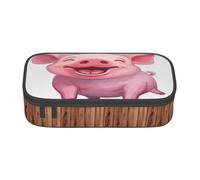 ZHONGSK Astuccio grande capiente, astuccio grande - Smile Pink Pig - organizer per cancelleria scolastica con scomparti con cerniera per ragazze ragazzi adulti donne uomini, Nero , Taglia unica, Zaino