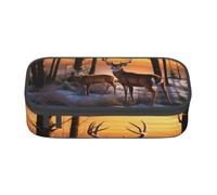 ZHONGSK Astuccio grande per matite, grande capacità, con immagine di cervi, organizer per cancelleria per la scuola, trousse con scomparti con cerniera, per ragazze, ragazzi, bambini, adulti, donne,