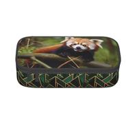 ZHONGSK Astuccio grande per matite, grande capacità, piccolo panda rosso, organizer per cancelleria per la scuola, trousse per trucchi con scomparti con cerniera, per ragazze, ragazzi, bambini,