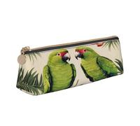 ZHONGSK Astuccio in pelle con coppia di pappagalli verde oliva, astuccio per cancelleria per studenti, grazioso astuccio con cerniera, per ragazze e ragazzi, bianco, Taglia unica, Organizer per