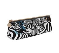 ZHONGSK Astuccio in pelle con motivo zebrato con animali astratti, astuccio per cancelleria per studenti, grazioso astuccio con cerniera, per ragazze e ragazzi, bianco, Taglia unica, Organizer per