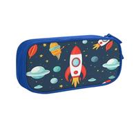 ZHONGSK Astuccio per matite di grande capacità, astuccio per cancelleria, matita con scomparti con cerniera, grazioso astuccio per matite | Rocket Clipart Space Ship | Portapenne organizer per ragazzi