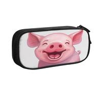 ZHONGSK Astuccio per matite di grande capacità, astuccio per cancelleria, matita con scomparti con cerniera, grazioso astuccio per matite | Sorriso rosa maiale | Astuccio organizer per ragazzi ragazze