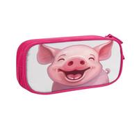 ZHONGSK Astuccio per matite di grande capacità, astuccio per cancelleria, matita con scomparti con cerniera, grazioso astuccio per matite | Sorriso rosa maiale | Astuccio organizer per ragazzi ragazze