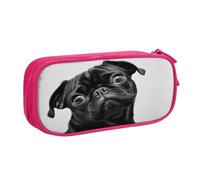 ZHONGSK Astuccio portapenne di grande capacità, astuccio per cancelleria, matita con scomparti con cerniera, grazioso astuccio per matite | Simpatico carlino nero | Astuccio organizer per ragazzi e