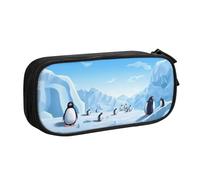 ZHONGSK Astuccio portapenne di grande capacità, astuccio per cancelleria, matita con scomparti con cerniera, grazioso astuccio per matite | Penguin Antarctica Ice | Portapenne organizer per ragazzi
