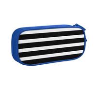 ZHONGSK Astuccio portapenne di grande capacità, astuccio per cancelleria, matite con scomparti con cerniera, grazioso astuccio a righe nere e bianche | Astuccio organizer per ragazzi e adulti, Blu,