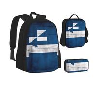 ZHONGSK Bandiera della Grecia - Zaino 3 in 1 + astuccio + borsa per il pranzo, resistente all'acqua, per studenti, bambini, adolescenti, ragazze e ragazzi, Nero , Taglia unica, Set di zaini per la