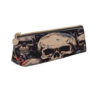 ZHONGSK Cool Skull Graphics - Astuccio in pelle per matite e penne, cancelleria per studenti, grazioso astuccio con cerniera, per ragazze e ragazzi, bianco, Taglia unica, Organizer per imballaggio