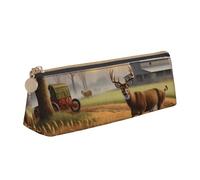 ZHONGSK Farm with Deer - Astuccio in pelle per matite, cancelleria per studenti, grazioso astuccio con cerniera, per ragazze e ragazzi, bianco, Taglia unica, Organizer per imballaggio