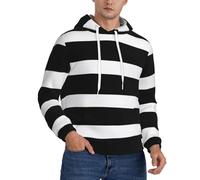 ZHONGSK Felpa con cappuccio da uomo a righe nere e bianche - Felpa da uomo con stampa grafica 3D divertente felpa con cappuccio pullover morbido e confortevole per adulti a maniche lunghe con tasca a