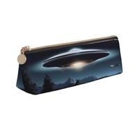 ZHONGSK Flying Saucer At Night - Astuccio in pelle per matite e penne, cancelleria per studenti, grazioso astuccio con cerniera, per ragazze e ragazzi, bianco, Taglia unica, Organizer per imballaggio