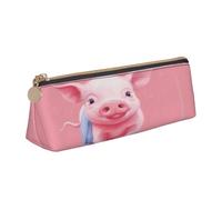 ZHONGSK Pink Pig - Astuccio in pelle per matite e penne, cancelleria per studenti, grazioso astuccio con cerniera, per ragazze e ragazzi, bianco, Taglia unica, Organizer per imballaggio