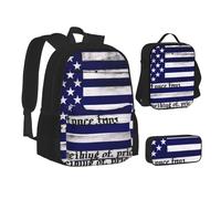 ZHONGSK Pledge of Allegiance Flag - Borsa per la scuola + astuccio + borsa per il pranzo, set zaino 3 in 1, resistente all'acqua, per studenti, bambini, adolescenti, ragazze e ragazzi, Nero , Taglia