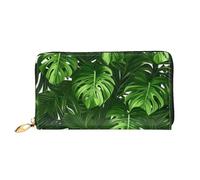 ZHONGSK Portafoglio da donna in pelle - Elegante portafoglio lungo con cerniera pochette - portamonete porta carte di credito organizer - Cancelleria postale, Monstera Deliciosa - Palma di banana,