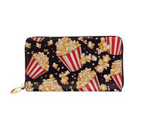 ZHONGSK Portafoglio da donna in pelle - Elegante portafoglio lungo con cerniera pochette - portamonete porta carte di credito organizer - Winter The Dolphin, Stampa Popcorn, Taglia unica