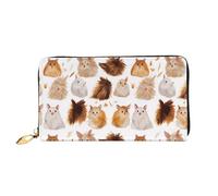 ZHONGSK Portafoglio da donna in pelle - Elegante portafoglio lungo con cerniera pochette - portamonete porta carte di credito organizer - foglie e coccinelle, porcellini d'India, Taglia unica