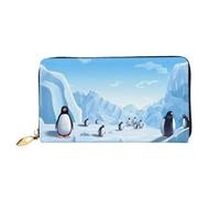 ZHONGSK Portafoglio da donna in pelle - Elegante portafoglio lungo con cerniera pochette - portamonete porta carte di credito organizer - scheletri yoga, Pinguino Antartide Ice, Taglia unica