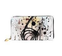 ZHONGSK Portafoglio da donna in pelle - Elegante portafoglio lungo con cerniera pochette - portamonete porta carte di credito organizer - farfalla viola, Simbolo musicale, Taglia unica