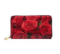 ZHONGSK Portafoglio da donna in pelle - Elegante portafoglio lungo con cerniera pochette - portamonete porta carte di credito organizer - piccolo arcobaleno, Rosa rossa., Taglia unica