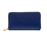 ZHONGSK Portafoglio da donna in pelle - Elegante portafoglio lungo con cerniera pochette - portamonete porta carte di credito organizer - viola, Stelle Blu Navy, Taglia unica