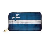 ZHONGSK Portafoglio da donna in pelle - Elegante portafoglio lungo con cerniera pochette - portamonete porta carte di credito organizer - foglie e coccinelle, Bandiera greca, Taglia unica