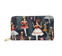 ZHONGSK Portafoglio da donna in pelle - Elegante portafoglio lungo con cerniera pochette - portamonete porta carte di credito organizer - Simpatici porcellini d'India, Schiaccianoci Balletto di Natale