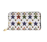 ZHONGSK Portafoglio da donna in pelle - Elegante portafoglio lungo con cerniera pochette - portamonete porta carte di credito organizer - Simpatici porcellini d'India, Stelle Orientali Stelle, Taglia