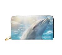 ZHONGSK Portafoglio da donna in pelle - Elegante portafoglio lungo con cerniera pochette - portamonete porta carte di credito organizer - Winter The Dolphin, Inverno il delfino, Taglia unica
