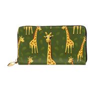 ZHONGSK Portafoglio da donna in pelle - Elegante portafoglio lungo con cerniera pochette - portamonete porta carte di credito organizer - immagine di cervi, Cartoon Giraffa, Taglia unica