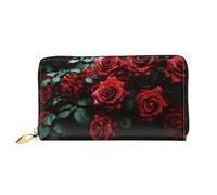 ZHONGSK Portafoglio da donna in pelle - Elegante portafoglio lungo con cerniera pochette - portamonete porta carte di credito organizer - Simpatici porcellini d'India, Rosa rossa e nera, Taglia unica