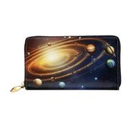 ZHONGSK Portafoglio da donna in pelle - Elegante portafoglio lungo con cerniera pochette - portamonete porta carte di credito organizer - Winter The Dolphin, Sistema solare., Taglia unica