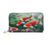 ZHONGSK Portafoglio da donna in pelle - Elegante portafoglio lungo con cerniera pochette - portamonete porta carte di credito organizer - rosso fragola, Hd Giapponese Rosso Carpa Pesce, Taglia unica