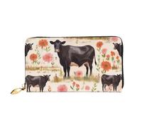 ZHONGSK Portafoglio da donna in pelle - Elegante portafoglio lungo con cerniera pochette - portamonete porta carte di credito organizer - giardino peonia, Santuario della fattoria bovina, Taglia unica