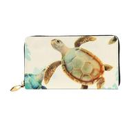 ZHONGSK Portafoglio da donna in pelle - Elegante portafoglio lungo con cerniera pochette - portamonete porta carte di credito organizer - cane animale, Tartaruga Scrivere, Taglia unica
