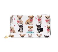 ZHONGSK Portafoglio da donna in pelle - Elegante portafoglio lungo con cerniera pochette - portamonete porta carte di credito organizer - Simpatici porcellini d'India, Carino Chihuahua Carlino