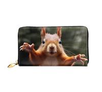 ZHONGSK Portafoglio da donna in pelle - Elegante portafoglio lungo con cerniera pochette - portamonete porta carte di credito organizer - Winter The Dolphin, Animale divertente scoiattolo, Taglia