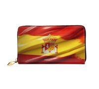 ZHONGSK Portafoglio da donna in pelle - Elegante portafoglio lungo con cerniera pochette - portamonete porta carte di credito organizer - Simpatici porcellini d'India, Bandiera della Spagna, Taglia