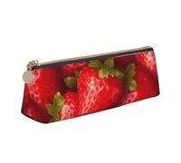 ZHONGSK Red Strawberry - Astuccio in pelle per matite, cancelleria per studenti, grazioso astuccio con cerniera, per ragazze e ragazzi, bianco, Taglia unica, Organizer per imballaggio