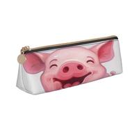 ZHONGSK Smile Pink Pig - Astuccio in pelle per matite e penne, cancelleria per studenti, grazioso astuccio con cerniera, per ragazze e ragazzi, bianco, Taglia unica, Organizer per imballaggio