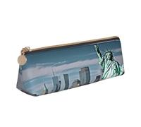 ZHONGSK Statua della Libertà a Nyc - Astuccio in pelle per matite, cancelleria per studenti, grazioso astuccio con cerniera, per ragazze e ragazzi, bianco, Taglia unica, Organizer per imballaggio