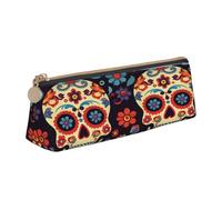 ZHONGSK Sugar Skulls - Astuccio in pelle per matite e penne, cancelleria per studenti, grazioso astuccio con cerniera, per ragazze e ragazzi, bianco, Taglia unica, Organizer per imballaggio