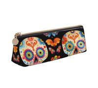 ZHONGSK Sugar Skulls Butterfly - Astuccio in pelle per matite e penne, cancelleria per studenti, grazioso astuccio con cerniera, per ragazze e ragazzi, bianco, Taglia unica, Organizer per imballaggio