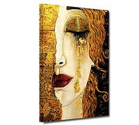ZHONGYUTONG Gustav Klimt Lacrima Pittura a olio Stampa su tela Famosa arte astratta della parete Poster incorniciati e stampe Immagine per soggiorno Decorazione domestica (60x90cm)