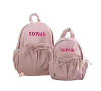 Zhongzhi Zaino personalizzato per bambini con fiocco, zaino personalizzato per bambini, borsa per libri prescolari con nome ricamato, Rosa, 32*16*32CM, Zaino