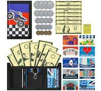ZHONYEE Portafogli per bambini per ragazzi e ragazze Trifold RFID Portafogli con Zip Coin & Hook Pocket Set Grande Memoria Slot per Schede Multiple, Casa sicura per banconote e monete, Moto Blu