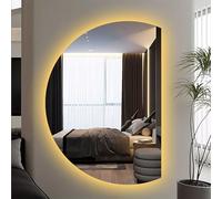 Zhoudong 100/110cm Illuminato a LED Specchio da Bagno Semicerchio, Retroilluminato Specchio Vanity, 3 Colori Dimmerabile Antiappannamento, Controllo Tattile(Rightcut,35 * 51in)