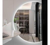 Zhoudong 110/120cm Specchio da Bagno Retroilluminato Semicerchio, Specchio Vanity Illuminato a LED con 3 Colore Regolabile, Anti-Nebbia Interruttore Tattile(Cut right,100cmx70cm)