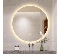 Zhoudong 110cm Rotondo Specchio Cosmetico a LED, Specchio Retroilluminato da Bagno Intelligente, 3 Temperature di Colore Regolabile, Anti-Nebbia Specchio Decorativo a Parete(32" Lx32 W)